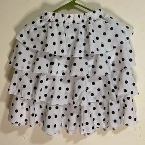 Girls White Polka Dot Tiered Skirt